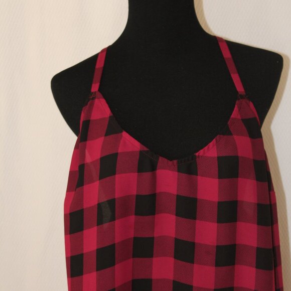 FALL SALE! Torrid Tank Top Cami Plaid Georgette Side Slit Cami 4, 4X, 26, EUC - Picture 3 of 8